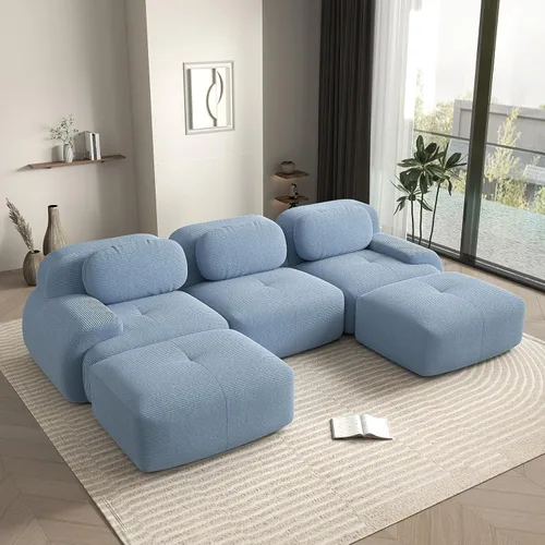 Miniatura 72 de Sofá biplaza moderno de 80 pulgadas para sala de estar, sofá de pana en forma de nube con asiento profundo, sofá modular negro, sofás de dos plazas