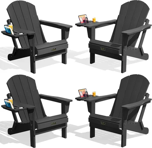 Miniatura 55 de SERWALL - Silla plegable Adirondack para patio, jardín, exterior, resistente a la intemperie, sillas para hoguera, color naranja