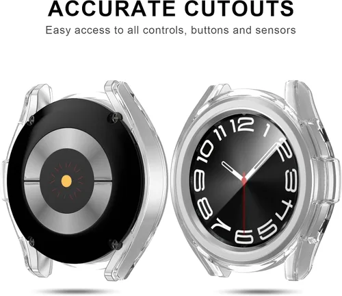 Miniatura 2 de Paquete de 2 + 4 fundas con protector de pantalla para Samsung Galaxy Watch 6 Classic de 1.693 in, funda protectora de policarbonato duro JZK 2 + 4