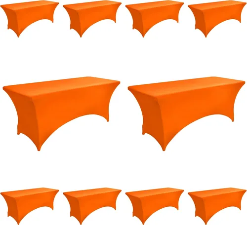 Miniatura 37 de Paquete de 2 Cubiertas de Mesa de Spandex de 4 pies para Mesas Plegables Rectangulares - Manteles Elásticos Ajustados Resistentes a las Arrugas