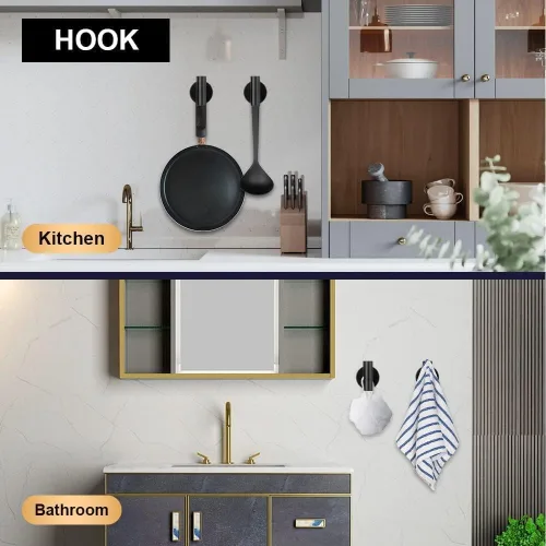 Miniatura 6 de szhdxsy - Juego de 6 accesorios de baño negro mate, soporte para toallas de acero inoxidable SUS 304 montado en la pared, incluye toallero de 16
