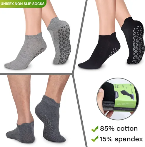Miniatura 2 de Calcetines de yoga antideslizantes con agarres para pilates, ballet, barras, descalzo, calcetines antideslizantes de hospital para mujeres y hombres