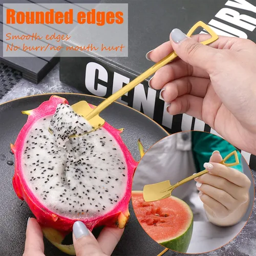 Miniatura 7 de Cucharas con forma de pala dorada, cucharas de acero inoxidable para té, café, azúcar, mini pala, forma de café, helado, cucharas de postre