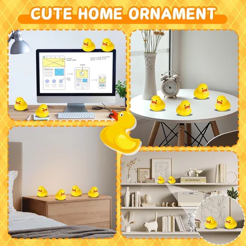 Miniatura 4 de 50 piezas de mini patos flotantes y chirriantes, juguetes para aliviar el estrés, bolas de estrés para adultos, mini patos de goma redondos