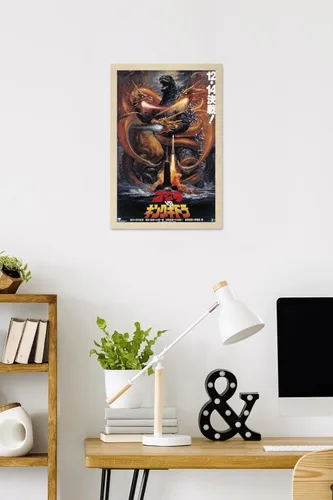 Miniatura 2 de Trends International Godzilla - Póster de pared Godzilla vs King Ghidorah (1991), 22.4 pulgadas de largo x 14.7 pulgadas, versión rubia enmarcada