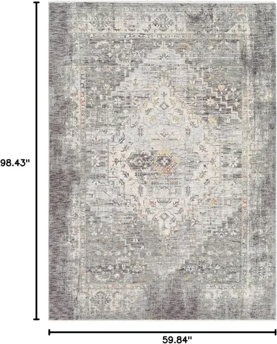 Miniatura 3 de Hauteloom Bolivar - Alfombra tradicional para sala de estar, dormitorio, color salvia polvorienta, gris, carbón, 5 x 8 pies 2 pulgadas