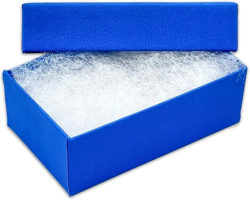 TheDisplayGuys - Paquete de 25 cajas de regalo de papel kraft neón relleno de algodón #21 - Azul (2 5/8 x 1 5/8 x 1 pulgadas)