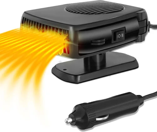 Calentador de coche, 12V 200W Calentador portátil parabrisas desempañador y descongelador con calentamiento rápido y enfriamiento, ventiladores con