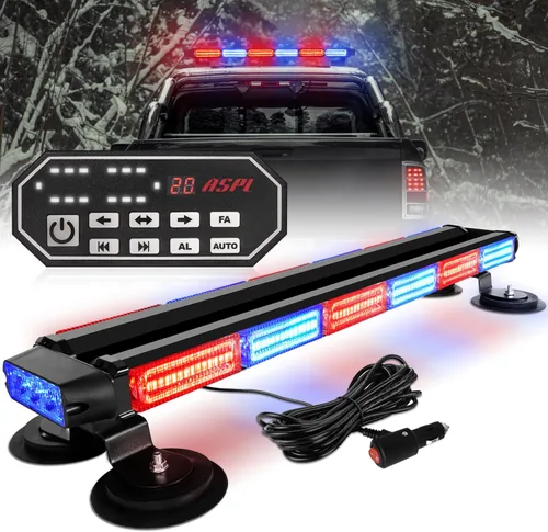 Miniatura 8 de ASPL - Barra de luces estroboscópicas de 66 cm, 126 LED, de emergencia, para techo, doble cara, con controlador, intermitente, de advertencia, luz