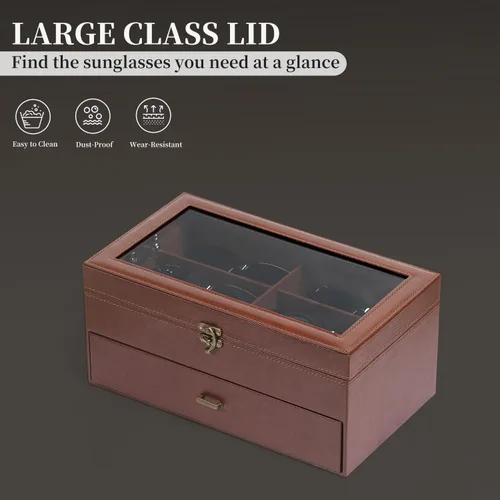 Miniatura 33 de AUTOARK AW-023 - Organizador de cuero para guardar lentes de sol, 12 piezas, color negro, AW-023