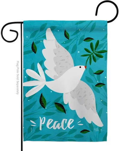Breeze Decor G120097-BO - Bandera de jardín con texto en inglés "Want Peace" (13 x 18.5 pulgadas) con texto en inglés "Want Peace Garden" (13 x 18.5