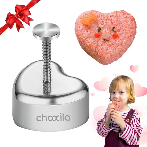 Molde de Onigiri y Spam Musubi en forma de corazón, molde de bola de arroz de acero inoxidable, regalos para el día de San Valentín para niños