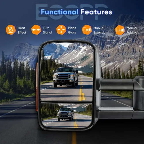 Miniatura 7 de ECCPP Juego de espejos de remolque, reemplazo en pareja, compatible con Chevy Silverado 1500 2500 HD 3500 Suburban 1500 2500 Tahoe para GMC Sierra
