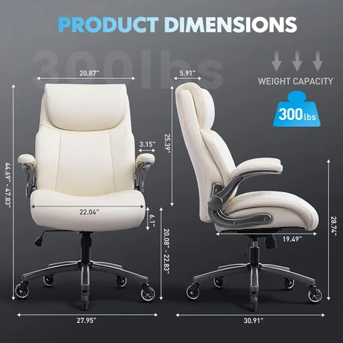 Miniatura 3 de MALOL Sillas ergonómicas de oficina de piel sintética de 300 libras, silla ejecutiva de respaldo alto y para computadora para el hogar con soporte