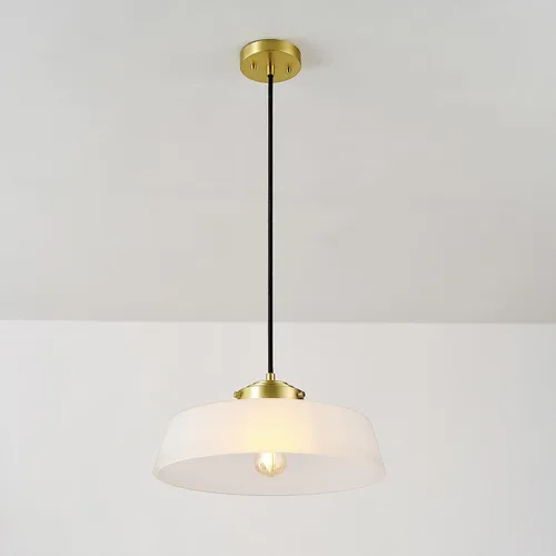 Miniatura 5 de GLOBE Electric x Novogratz 61093 - Lámpara colgante de 1 luz, oro mate, pantalla de flecos de tela blanca, lámpara colgante para sala de estar