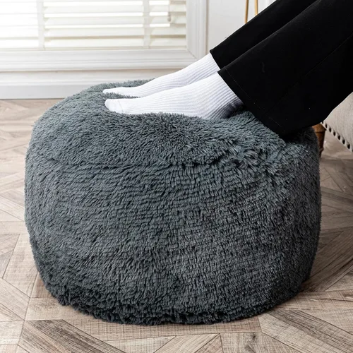 Miniatura 10 de Asuprui Puf Otomano Relleno Reposapiés Puf de Piso Reposapiés 20x12 Pulgadas Puf Redondo Asiento Puf Silla Saco de Frijoles de Piso Silla de Piso
