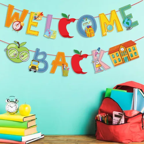 Cartel de regreso a clases para el primer día de escuela, primer día de escuela, pancarta de bienvenida a la escuela, cartel de Apple para tablón de