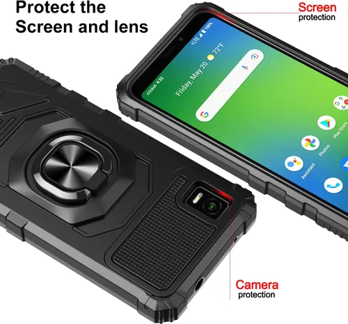 Miniatura 4 de Compatible con Cricket Debut Smart Case (2022) con protector de pantalla de vidrio templado, protector de cuerpo completo [grado militar], soporte