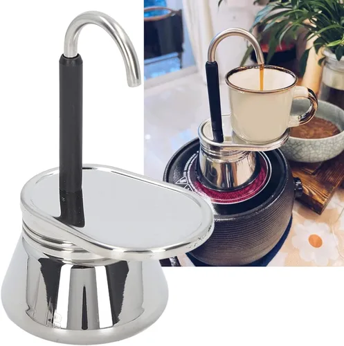 Miniatura 5 de CHICIRIS Cafetera para estufa, olla de moca ligera de acero inoxidable de una sola boquilla para acampar al aire libre, uso doméstico
