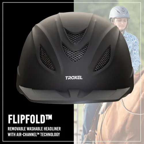 Miniatura 3 de Troxel Intrepid - Casco de equitación para caballos de silla, diseño ajustable de bajo perfil, equipo de seguridad para equitación Negro