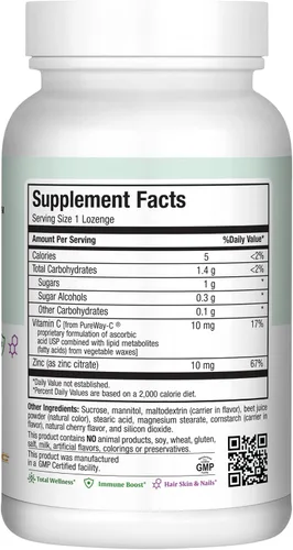 Miniatura 5 de Maxi-Health Pastillas de zinc – Citrato de zinc 10 mg – con vitamina C – Sabor a cereza – 60 masticables – Kosher