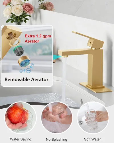 Miniatura 7 de Midanya Grifos de Baño de 1 Agujero, Llave de Fregadero de Baño de Acero Inoxidable de Una Sola Manija, Grifos de Lavabo Modernos con Placa