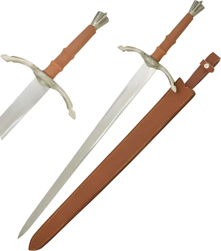 Miniatura 8 de Medieval Warrior Fantasy Claymore - Espada real con funda de cuero negro