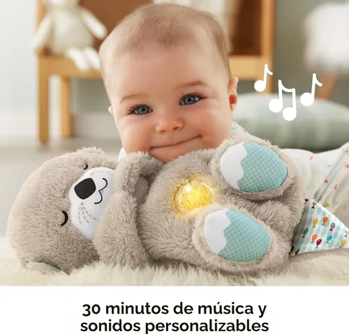 Miniatura 4 de Fisher-Price Juguete para bebé Soothe 'n Snuggle Otter - Máquina de sonido portátil de felpa con luces musicales y movimiento de respiración