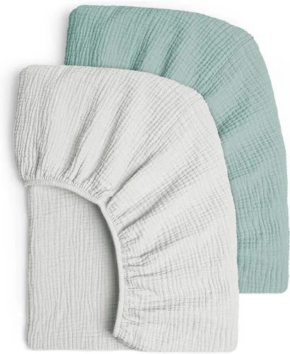 Miniatura 13 de Lulu Moon - Sábanas de muselina para cuna, sábanas bajeras para cuna para niños y niñas, 28 x 52 pulgadas, paquete de 2 Melocotón y crema