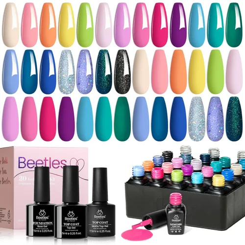 Miniatura 7 de beetles colección “Fantasyland” - Esmaltes en gel permanentes, de 20 colores, pastel, rosa brillante, morado, azul marino, verde y con brillantina