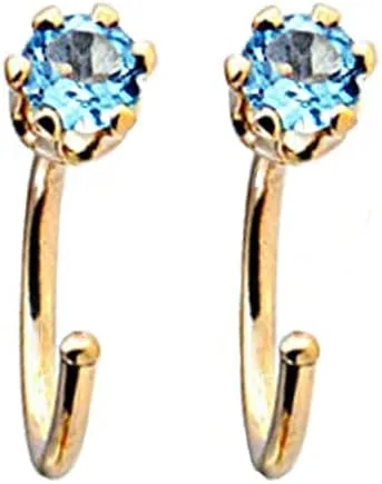 Miniatura 5 de Aretes de aro de oro con piedra natal para mujer, aretes pequeños para cartílago, hipoalergénicos, con cierre de tornillo, delicado abrazo