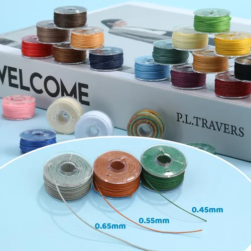 Miniatura 6 de Juego de hilos de cera de 25 colores, cuerda encerada para manualidades para fabricación de joyas, hilo de bobina de 0.018 in con aguja de cuentas