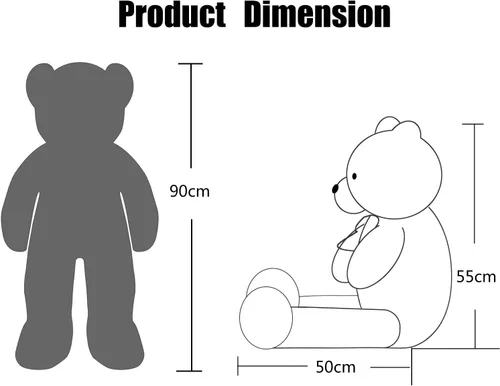 Miniatura 3 de YunNasi Oso de peluche grande de 35 pulgadas, regalo para novias y niños en cumpleaños, color marrón