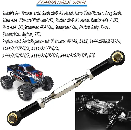 Miniatura 3 de (Actualización 2025) 3.071-4.252 in Tensores de acero inoxidable/Enlace Camber para 1/10 Traxxas Slash 4X4 VXL/Rustler 4X4/Stampede 4X4 VXL/Hoss 4X4