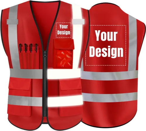 Miniatura 22 de Chaleco de seguridad de alta visibilidad Personaliza tu logotipo chaleco de seguridad protector, Amarillo