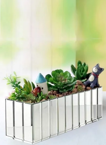 Miniatura 2 de Serene Spaces Living Jarrón de espejo oblongo, juego de 6, 12 pulgadas de largo x 4 pulgadas de ancho x 4 pulgadas de alto, vidrio de lujo