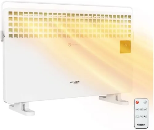 ROVSUN Calentador de panel de 1500 W con control remoto, calentador eléctrico radiante con toallero, pantalla táctil LCD y ajuste de temperatura,