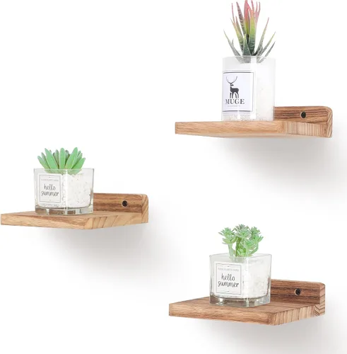 Miniatura 8 de Estante flotante pequeño, mini estante montado en la pared de 5 x 5 pulgadas, estante de madera rústica para dormitorio, sala de estar, baño, Gris