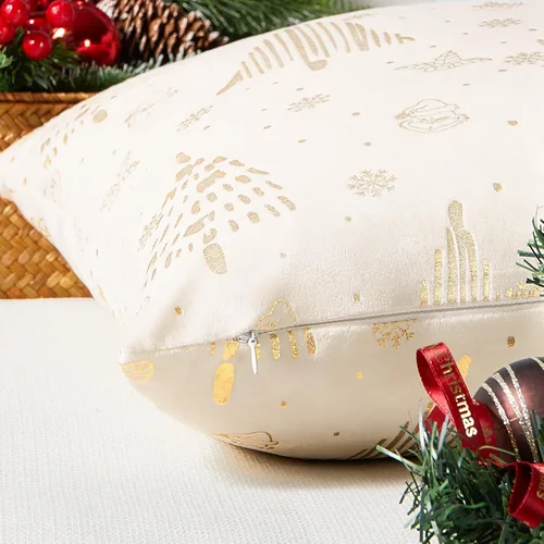 Miniatura 5 de Topfinel Juego de 2 fundas de almohada de Navidad de 12 x 20 pulgadas, fundas de almohada lumbar doradas, fundas de almohada lumbar, fundas de Crema