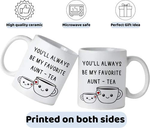 Miniatura 4 de Regalos de Navidad para tía, taza de té de mi tía favorita, taza divertida de la mejor tía de 11oz - Perfecta para cumpleaños, Navidad para tía