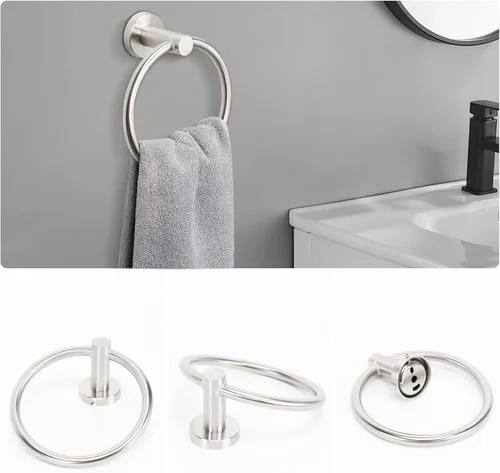 Miniatura 7 de NearMoon Juego de 5 piezas de accesorios de baño SUS304 de acero inoxidable grueso, incluye barra de toalla de 24 pulgadas, anillo de toalla