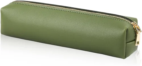 Oyachic Estuche verde para lápices, estuche de cuero para lápices, estuche para lápices pequeño, estuche estético para adultos Verde1