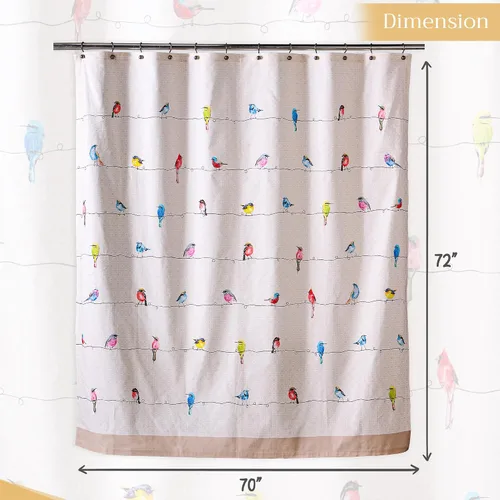 Miniatura 4 de Maison d' Hermine Cortina de ducha 100% algodón, un panel, 70 x 72 pulgadas, cortinas de ducha de tela lavable para baño, fácil de colgar con 12