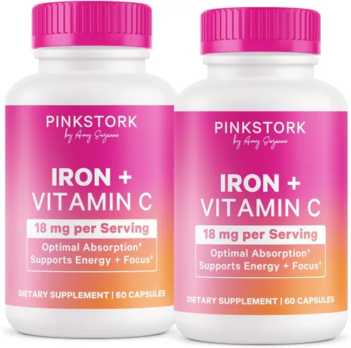 Miniatura 10 de Pink Stork Hierro para Mujeres – 18 mg de Bisglicinato de Hierro No Estreñente + Vitamina C para Absorción Óptima – Energía, Concentración