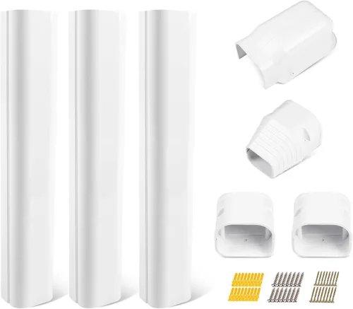 Miniatura 13 de LyPrem 3 m Kit de cubierta de línea de PVC para mini split y aire acondicionado central y bomba de calor (Blanco)