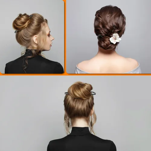 Miniatura 2 de Horquillas francesas de metal de 3 piezas para mujeres, elegantes giros franceses, moños y peinados sin dañar el cabello, horquilla francesa