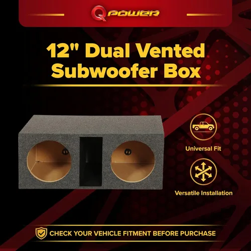 Miniatura 2 de Q Power HD212VL - Caja de subwoofer con doble ventilación de 12 pulgadas, carcasa con puerto extra grande de 2 agujeros con frontal MDF de 1