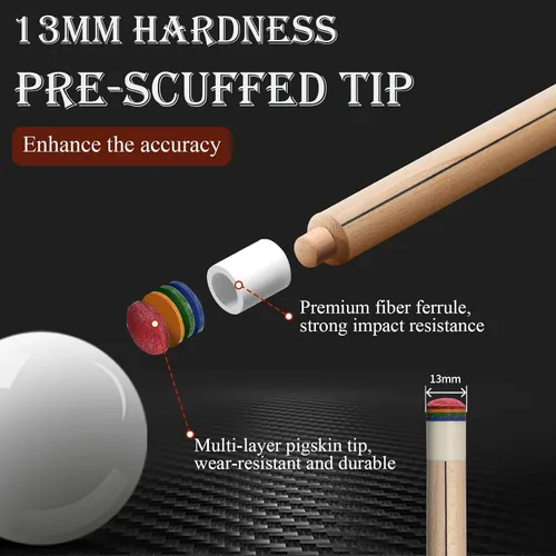 Miniatura 6 de lotmusic Advanced Pool Stick with Telescopic Cue Extension, Original Dyeing Brown Cue Sticks for Billiard Enthusiasts, 58'' Pool Cue Set with Teñido