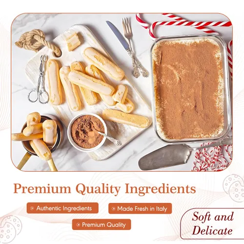 Miniatura 2 de Piacelli Sovaiardi Ladyfingers horneados tradicionalmente hechos de ingredientes naturales – Dedos de esponja para tiramisú – Dedos de mariquita