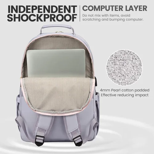 Miniatura 3 de LOVEVOOK - Mochila para laptop de 15.6 pulgadas para mujer, linda mochila de viaje con asa superior, mochila profesional para computadora, mochila